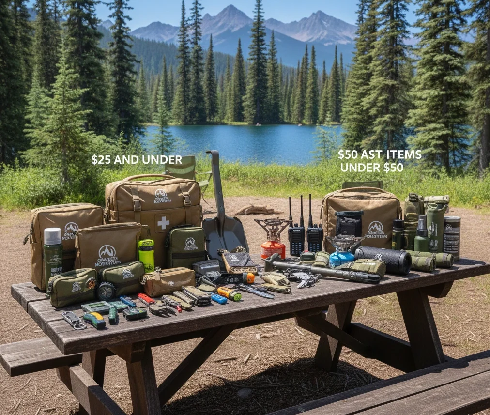 Budget-friendly outdoor and travel items available under $25 and $50, offering affordable gear options for camping, hiking, and everyday use.
